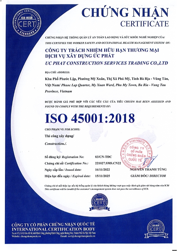 Chứng chỉ ISO 45001:2018